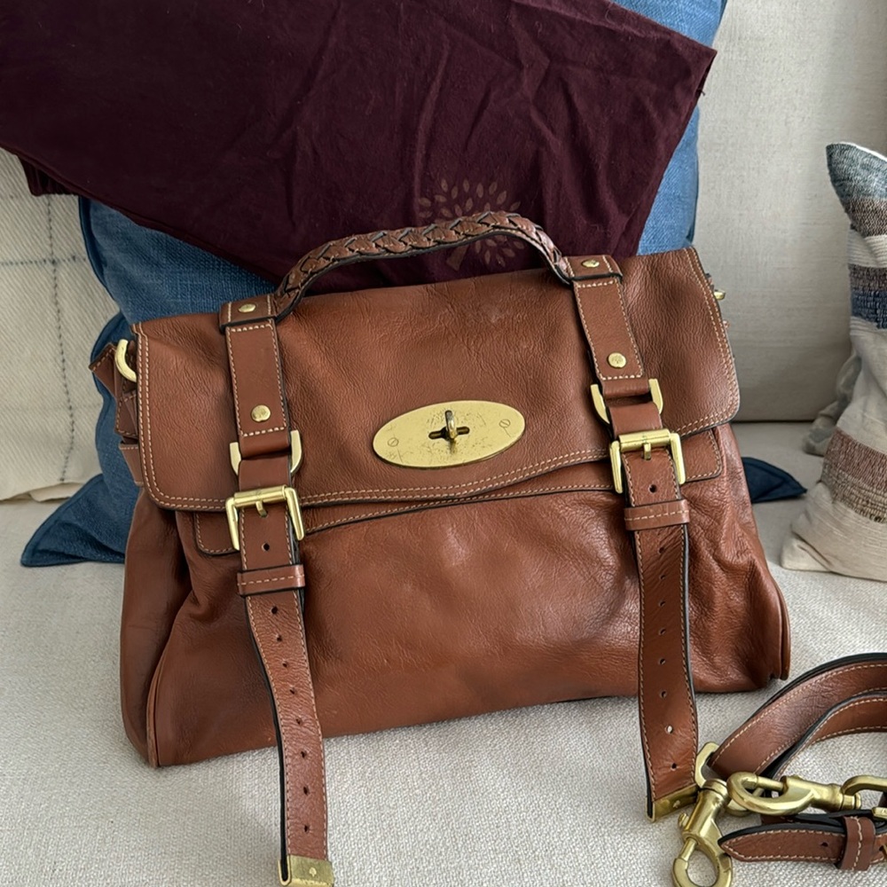 Mulberry Alexa Chestnut Heavy Grain Purse.
